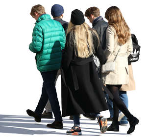 group of six people walking