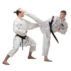 two karatekas fighting