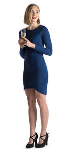 woman in a blue  party dress standing