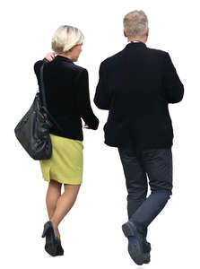 businessman and businesswoman walking