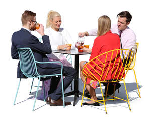 four people sitting in a cafe