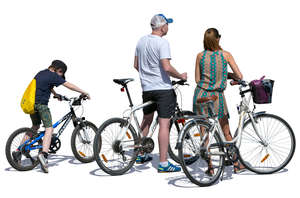 family with bicycles standing