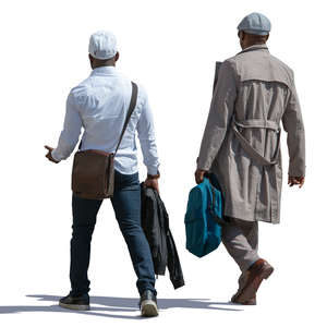 two african men walking and talking