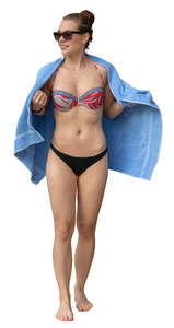 woman in a bikini drying herself