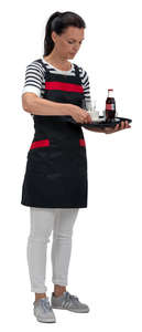 waitress with a tray standing