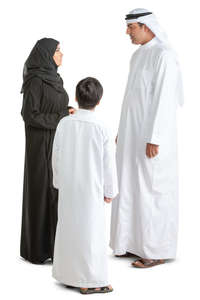 arab family standing and talking