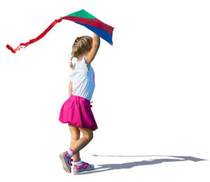 little girl running with a kite