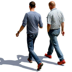 two men walking seen from above