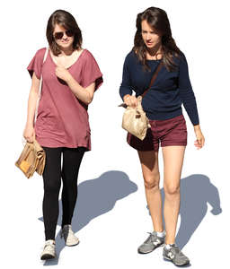two women walking and talking