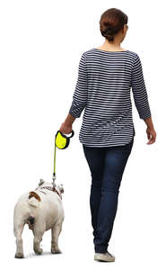 woman walking a dog