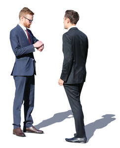 two young businessmen talking