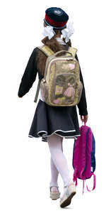 schoolgirl in a school uniform walking