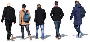 group of five men walking
