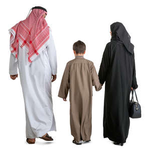 arab family of three walking