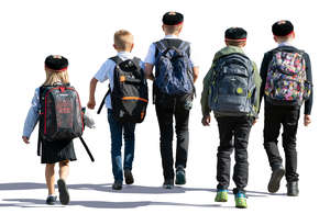 group of schoolchildren walking