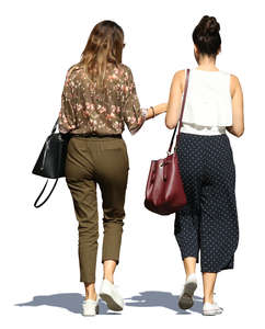 two trendy women walking
