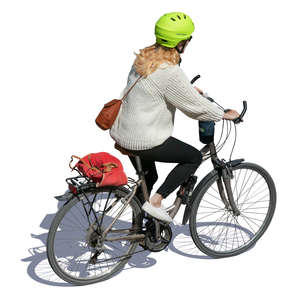 woman cycling seen from above