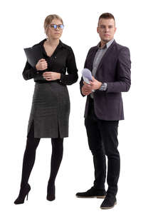 businessman and businesswoman standing