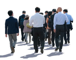 large group of businessmen walking