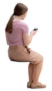 young woman with a phone sitting