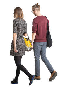 young man and woman walking