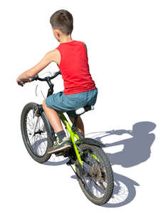boy riding a bike seen from above