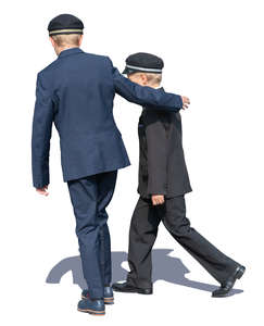 two schoolboys walking