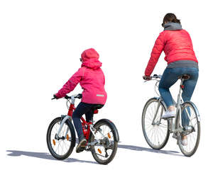 mother and daughter riding a bike