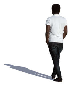 black man walking hands in his pocket
