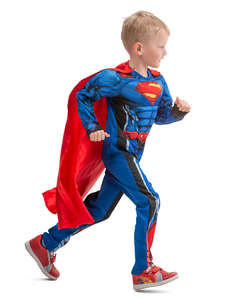 boy in a superman costume running