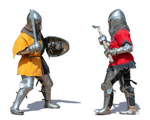 two medieval soldiers fighting