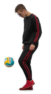 young man juggling a football