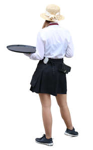 waitress in a street cafe standing
