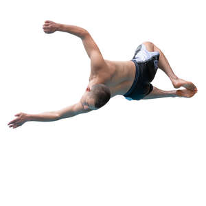 young man jumping in the pool