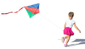 little girl running with a kite