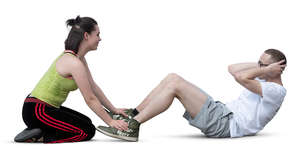 man and woman doing exercises