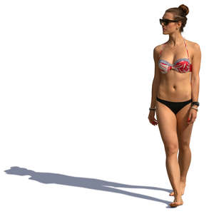 woman in a bikni walking