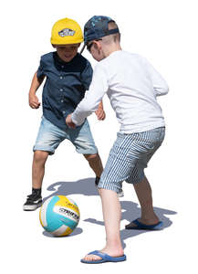 two boys playing football