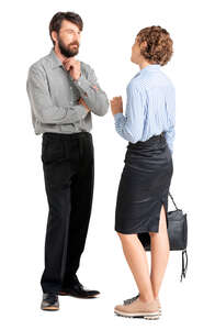 two office workers standing and talking