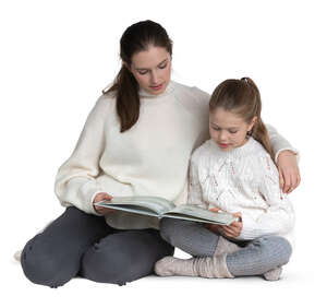 mother and daughter reading a book together