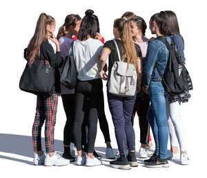 group of teenage girls standing and talking