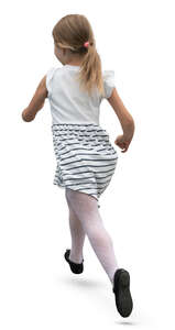 little girl in a white dress running