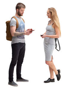 man and woman standing and talking