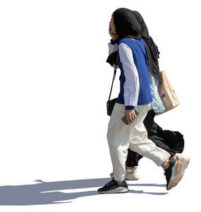 two young muslim women walking