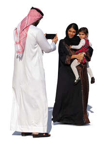 arab man taking a picture of his family