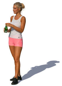 woman doing sports drinking water 