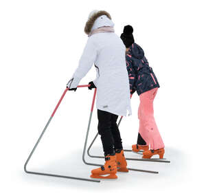 mother and daughter learning to skate