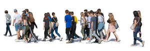 large group of teenagers walking