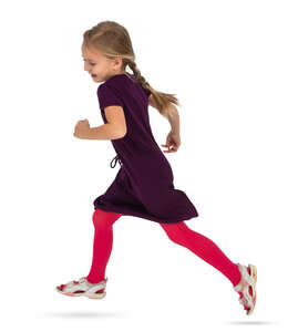 little girl running happily