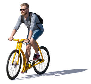 man riding a trendy yellow bike